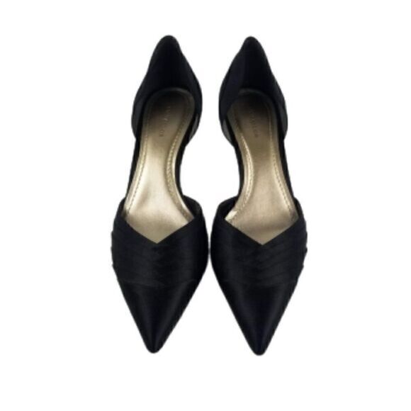 ANN Taylor Veronica Black Satin Pointed Toe Heels - Picture 3 of 8